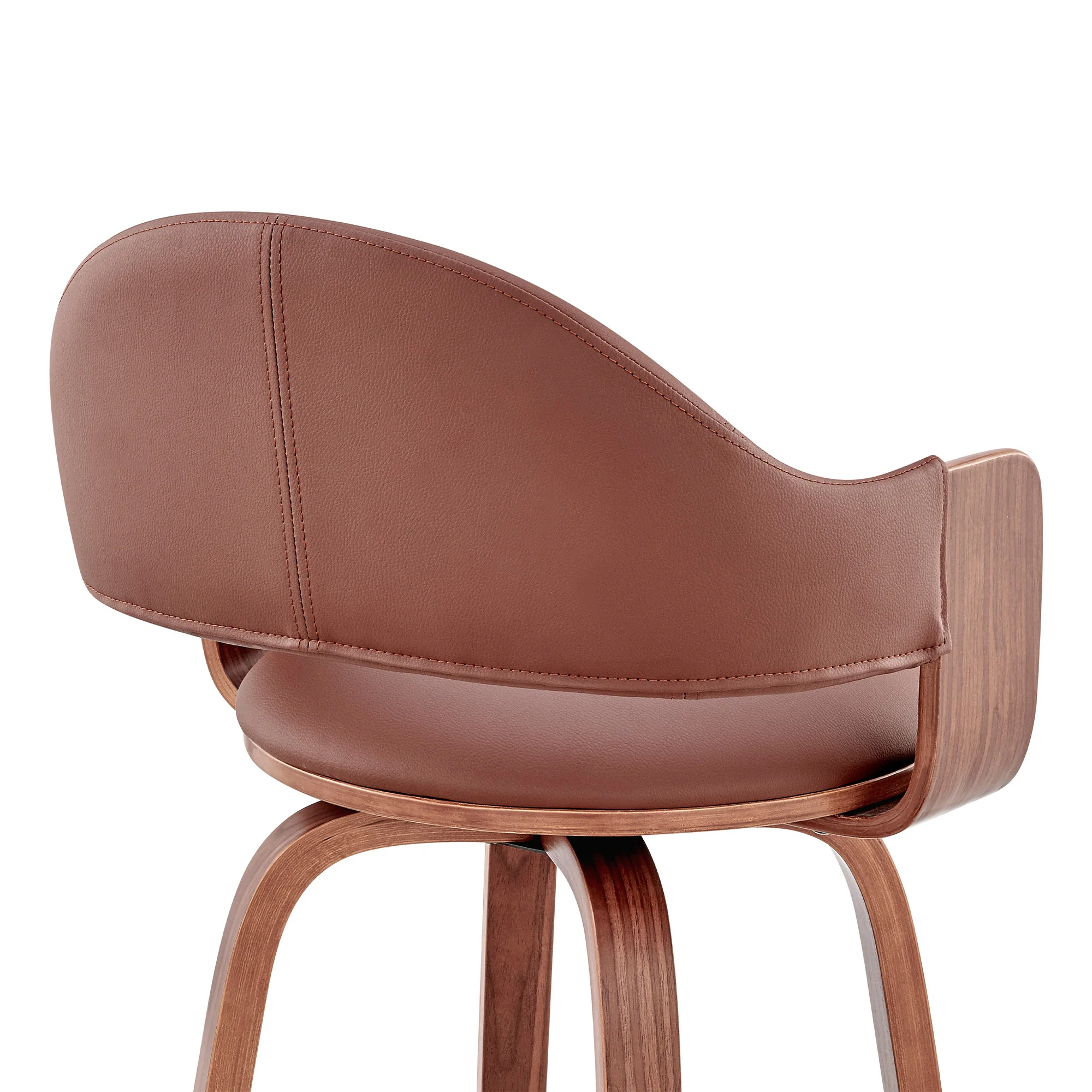 30" Rich Brown Faux Leather Walnut Wood Bar Stool By Homeroots - Image 8