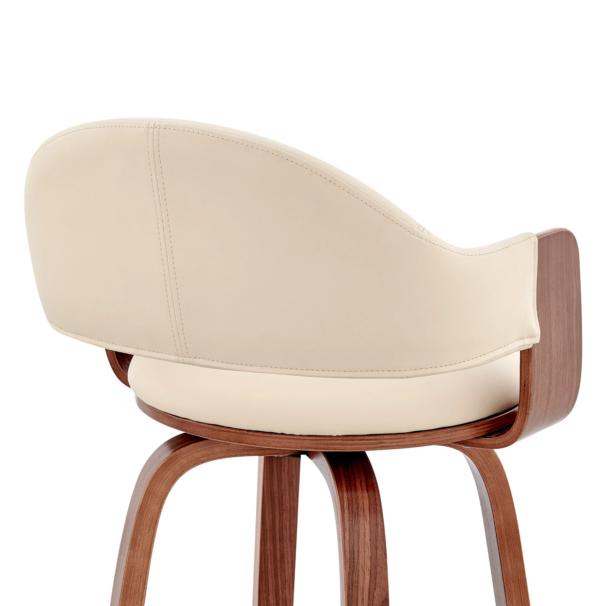 30" Rich Cream Faux Leather Walnut Wood Bar Stool By Homeroots - Image 8
