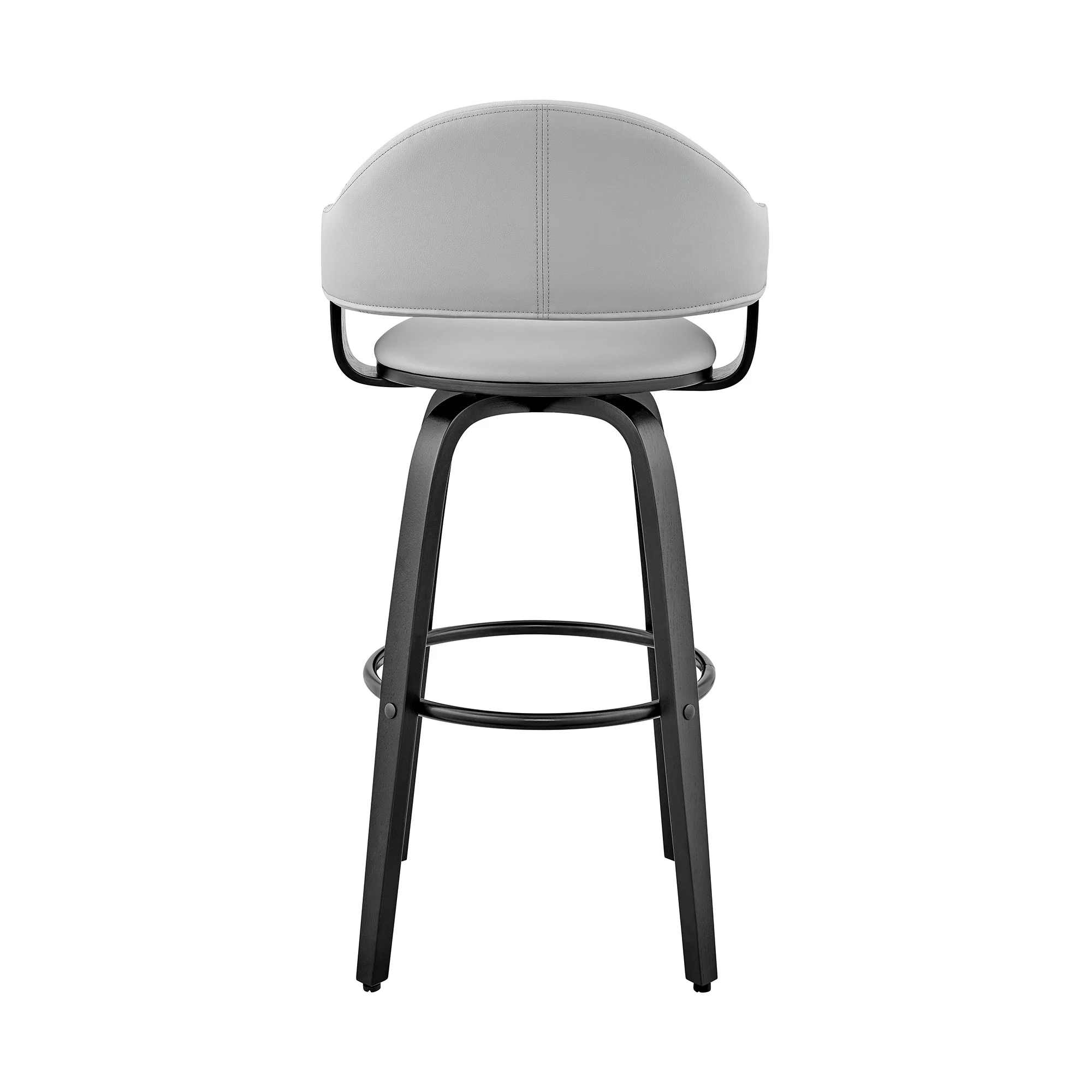 30" Rich Grey Faux Leather Walnut Wood Bar Stool By Homeroots - Image 6