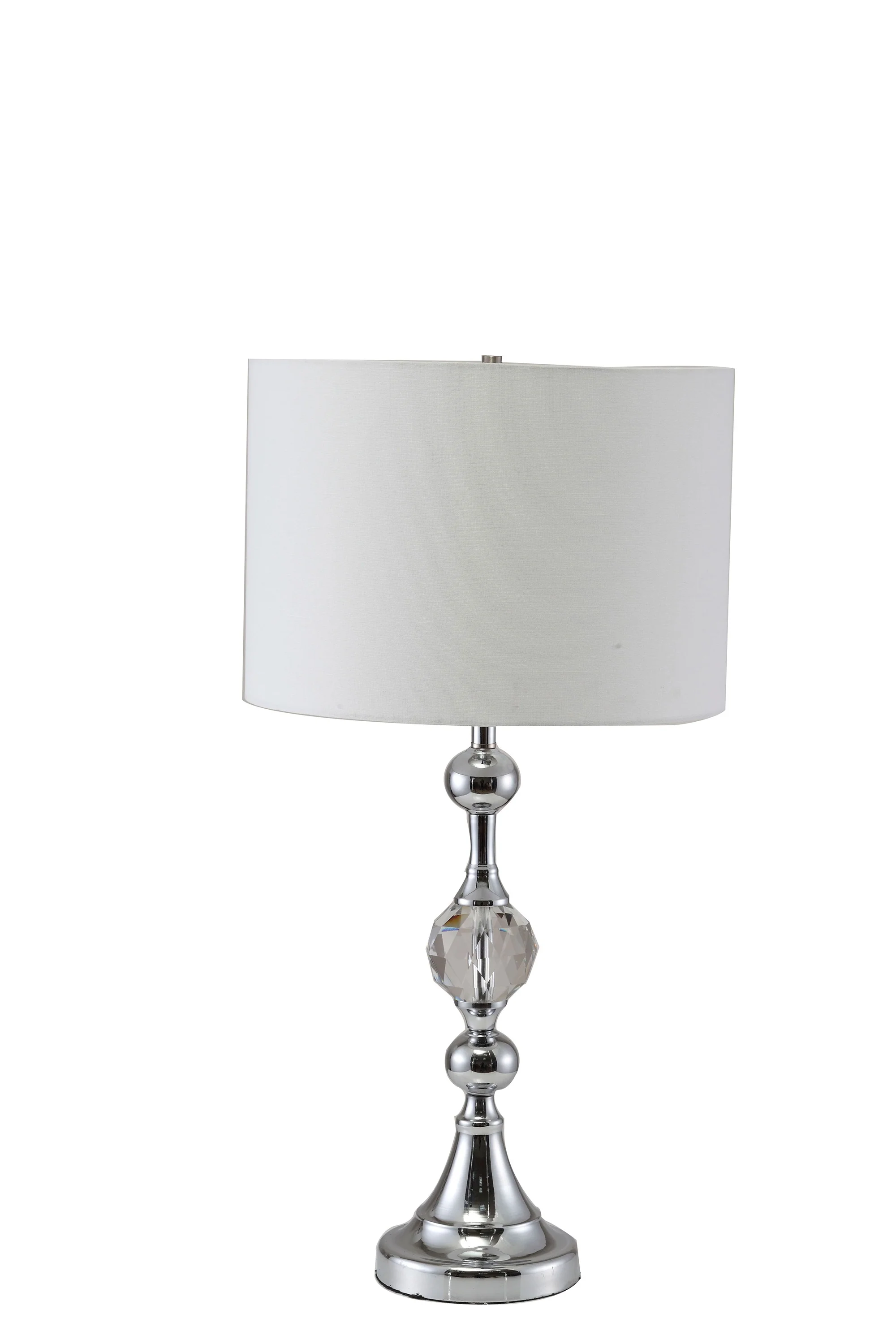 30" Silver Metal Bedside Table Lamp With White Classic Drum Shade By Homeroots - Image 2