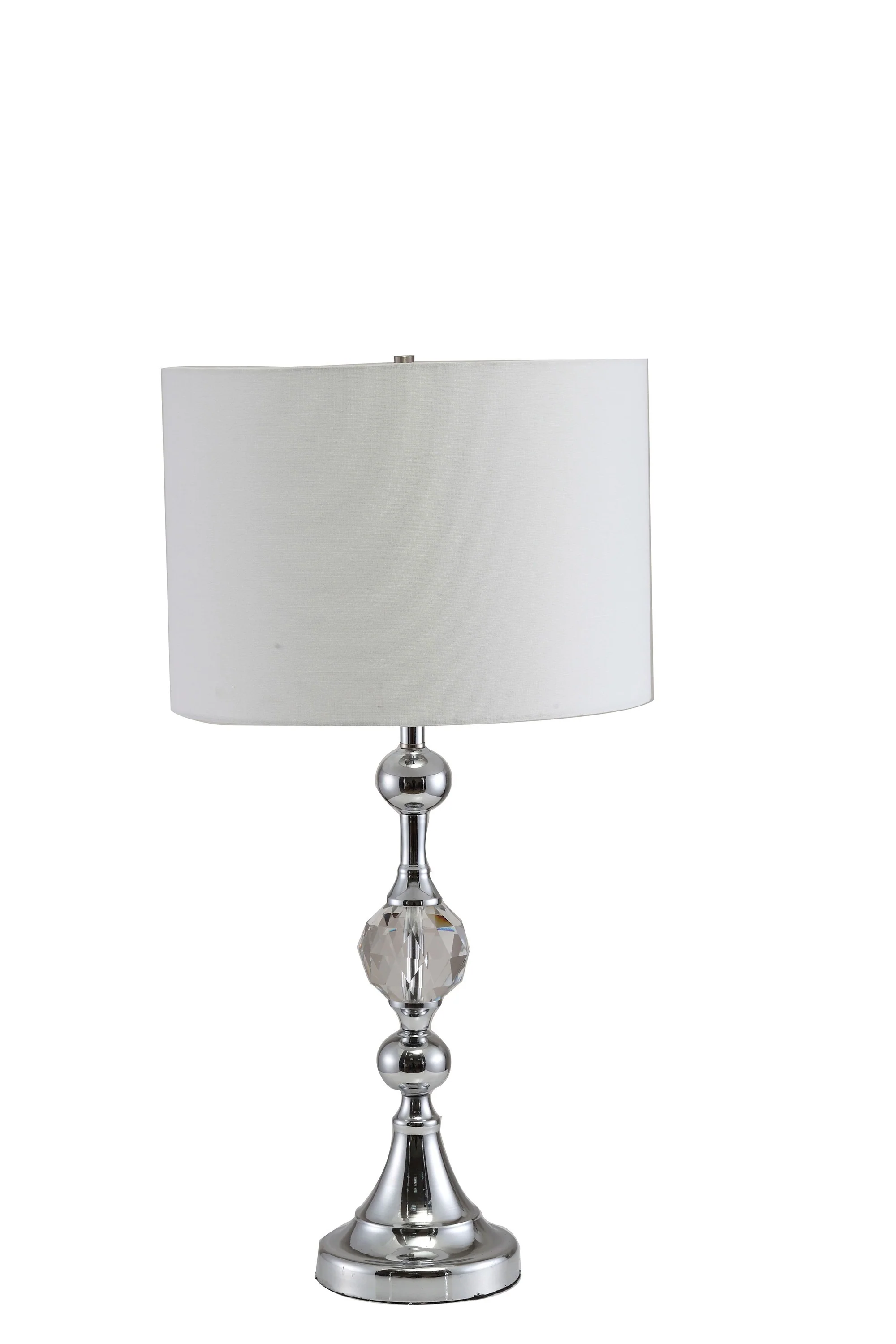 30" Silver Metal Bedside Table Lamp With White Classic Drum Shade By Homeroots - Image 4