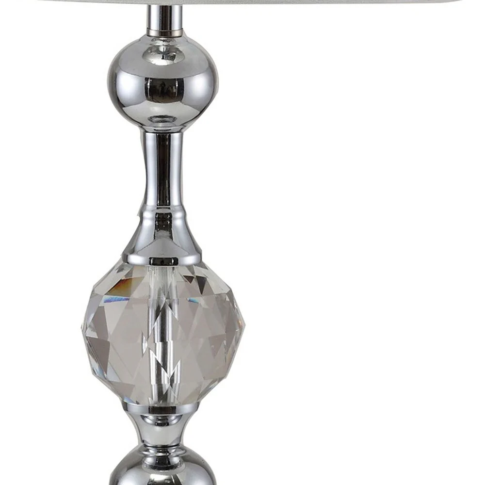 30" Silver Metal Bedside Table Lamp With White Classic Drum Shade By Homeroots - Image 5