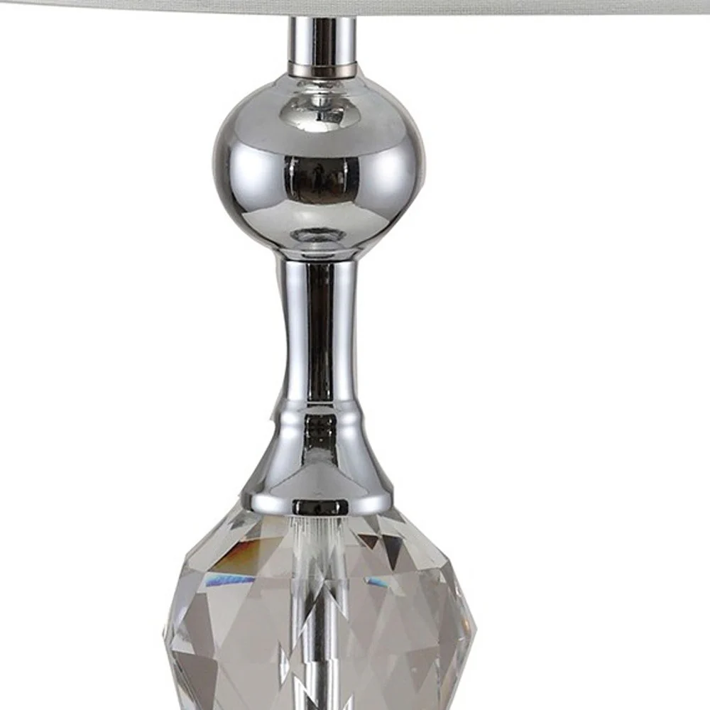 30" Silver Metal Bedside Table Lamp With White Classic Drum Shade By Homeroots - Image 6