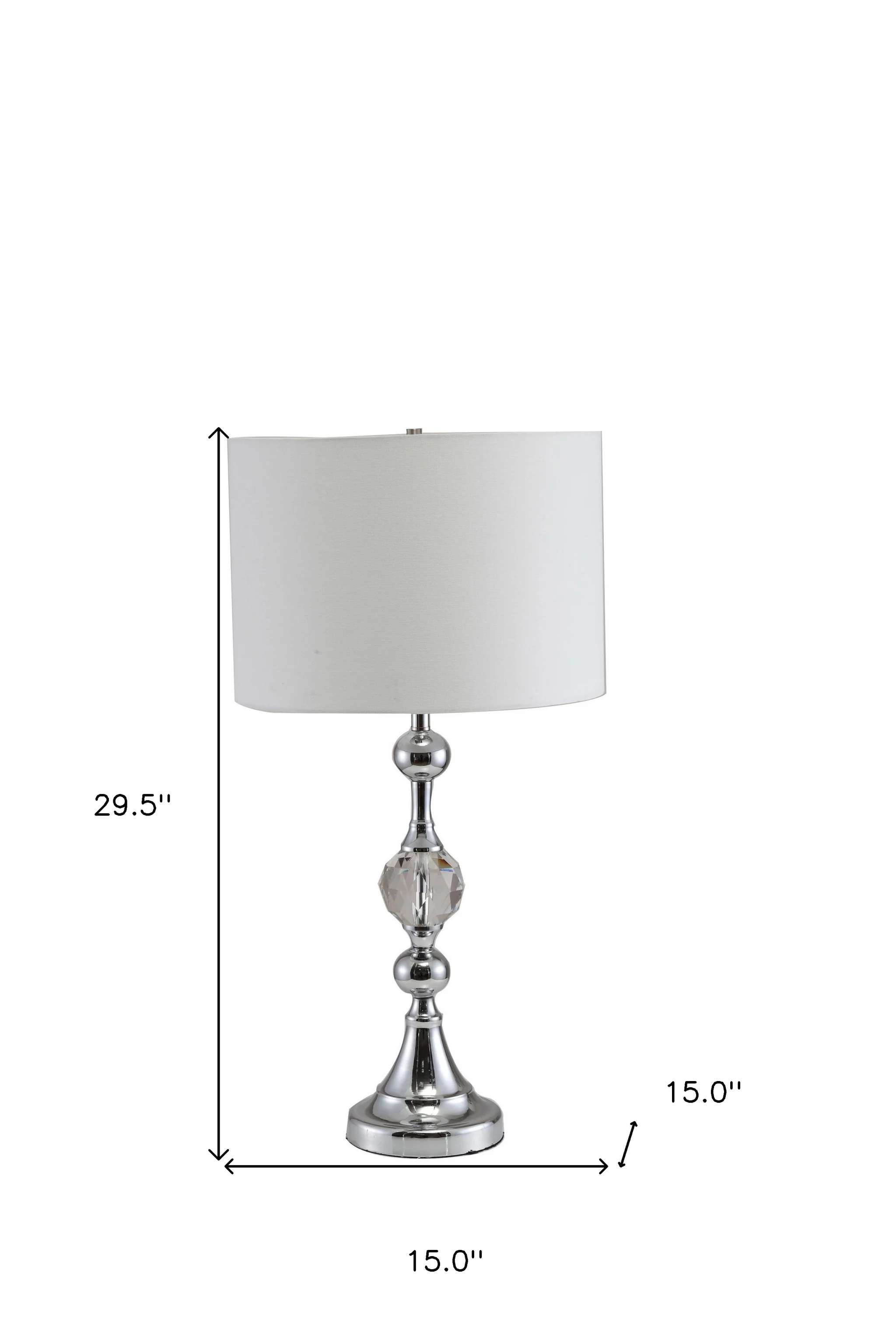 30" Silver Metal Bedside Table Lamp With White Classic Drum Shade By Homeroots - Image 7