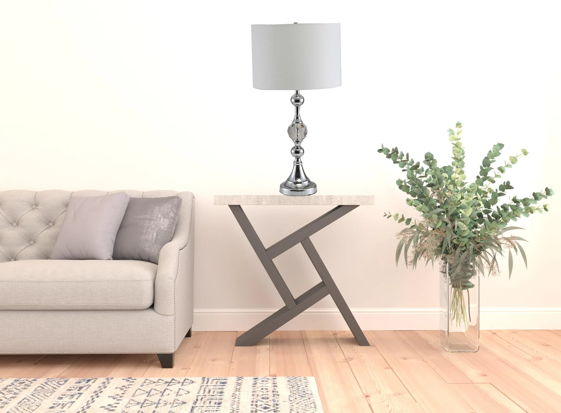 30" Silver Metal Bedside Table Lamp With White Classic Drum Shade By Homeroots - Image 8