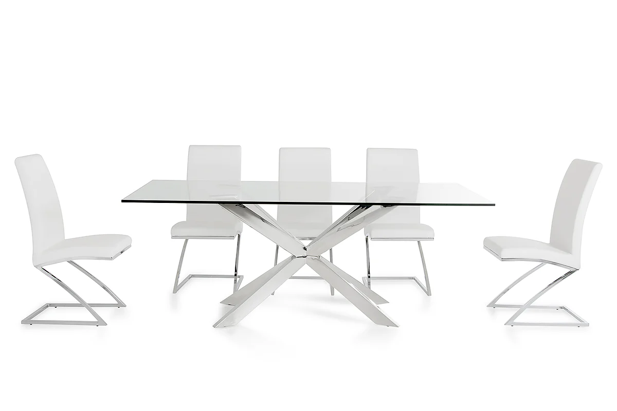 30' Stainless Steel And Clear Glass Dining Table By Homeroots - Image 2