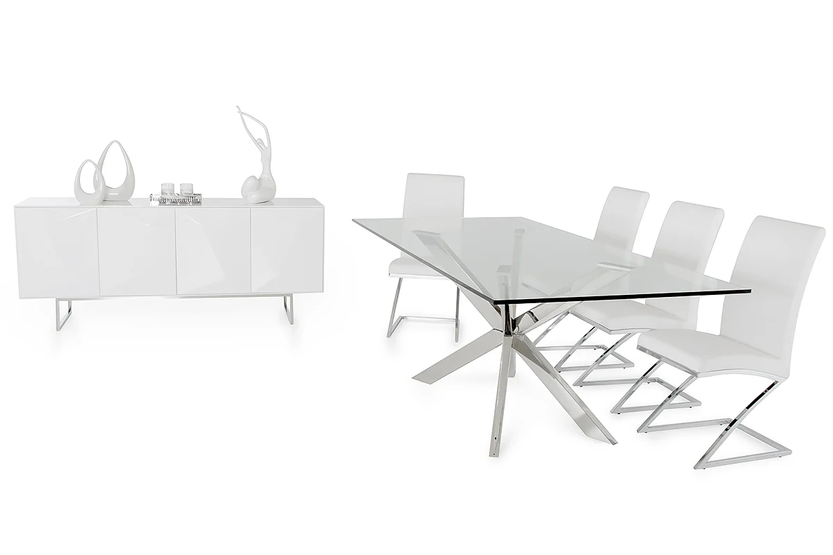 30' Stainless Steel And Clear Glass Dining Table By Homeroots - Image 4
