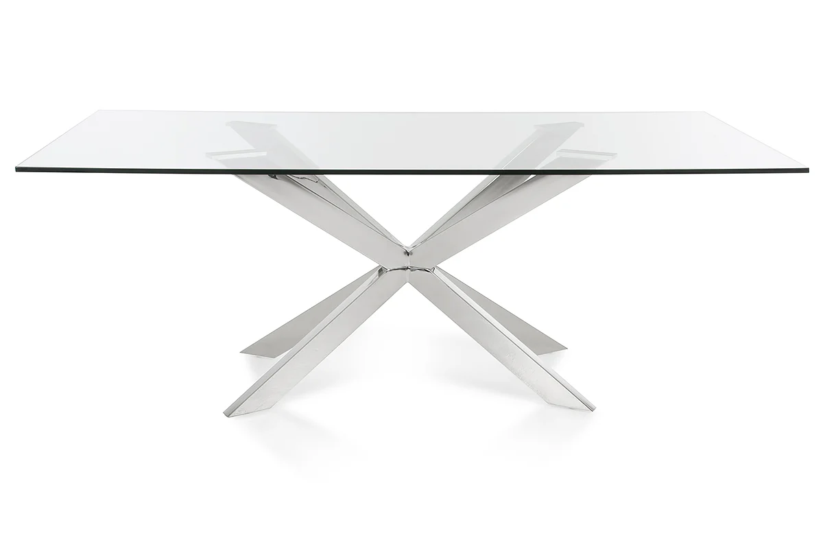 30' Stainless Steel And Clear Glass Dining Table By Homeroots - Image 5
