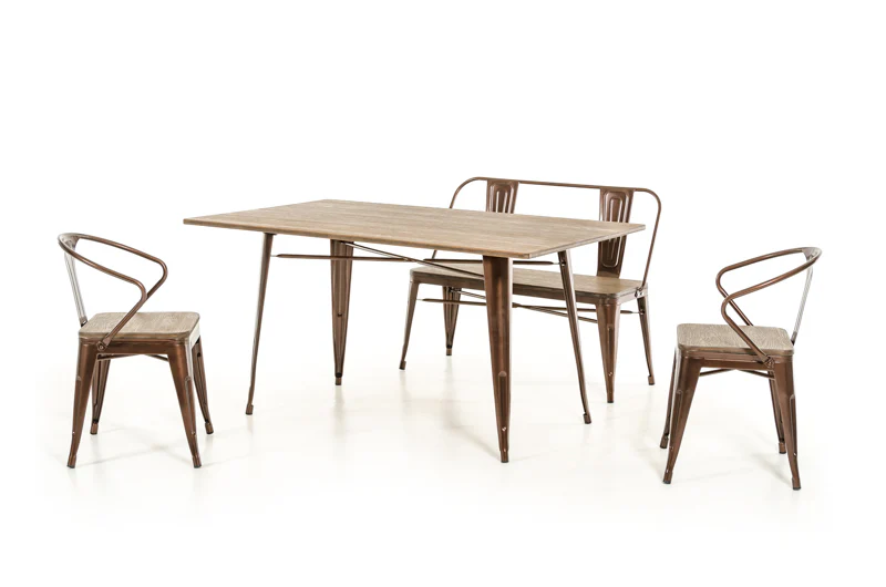 30' Steel And Wood Dining Table By Homeroots - Image 3