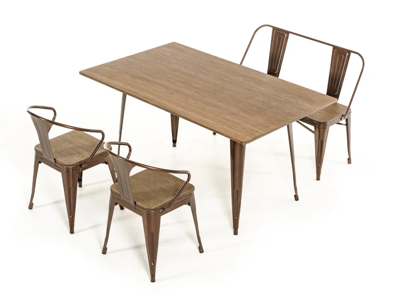 30' Steel And Wood Dining Table By Homeroots - Image 4