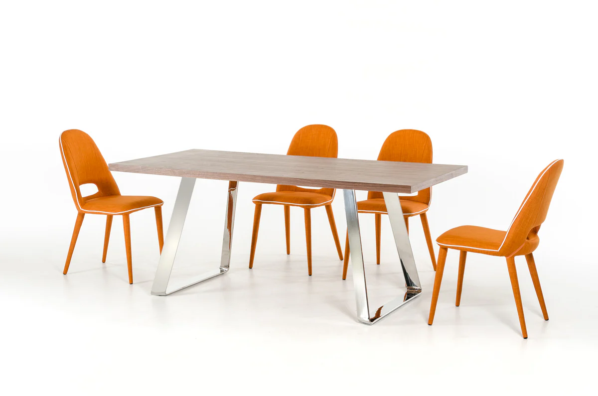 30' Steel Walnut Veneer And Wood Dining Table By Homeroots - Image 2