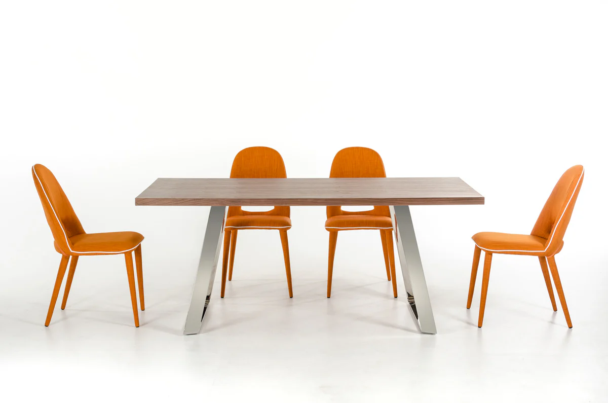 30' Steel Walnut Veneer And Wood Dining Table By Homeroots - Image 3