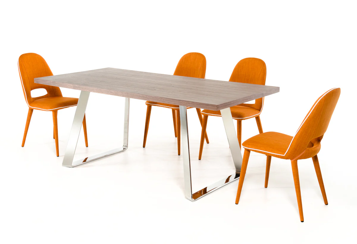 30' Steel Walnut Veneer And Wood Dining Table By Homeroots - Image 4