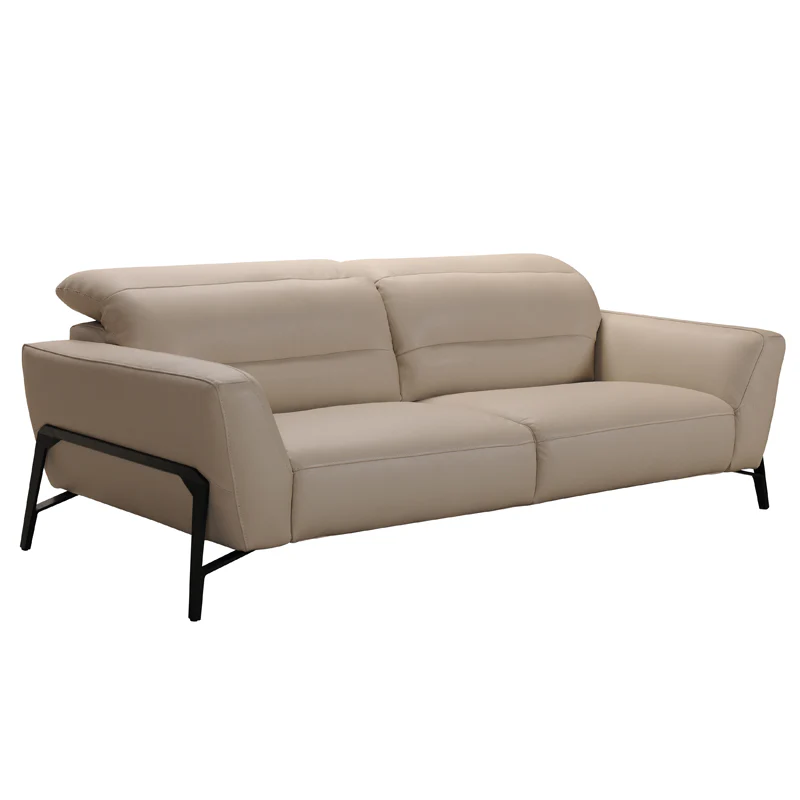 30' Taupe Leather Iron and Wood Sofa and Chair Set By Homeroots - Image 3
