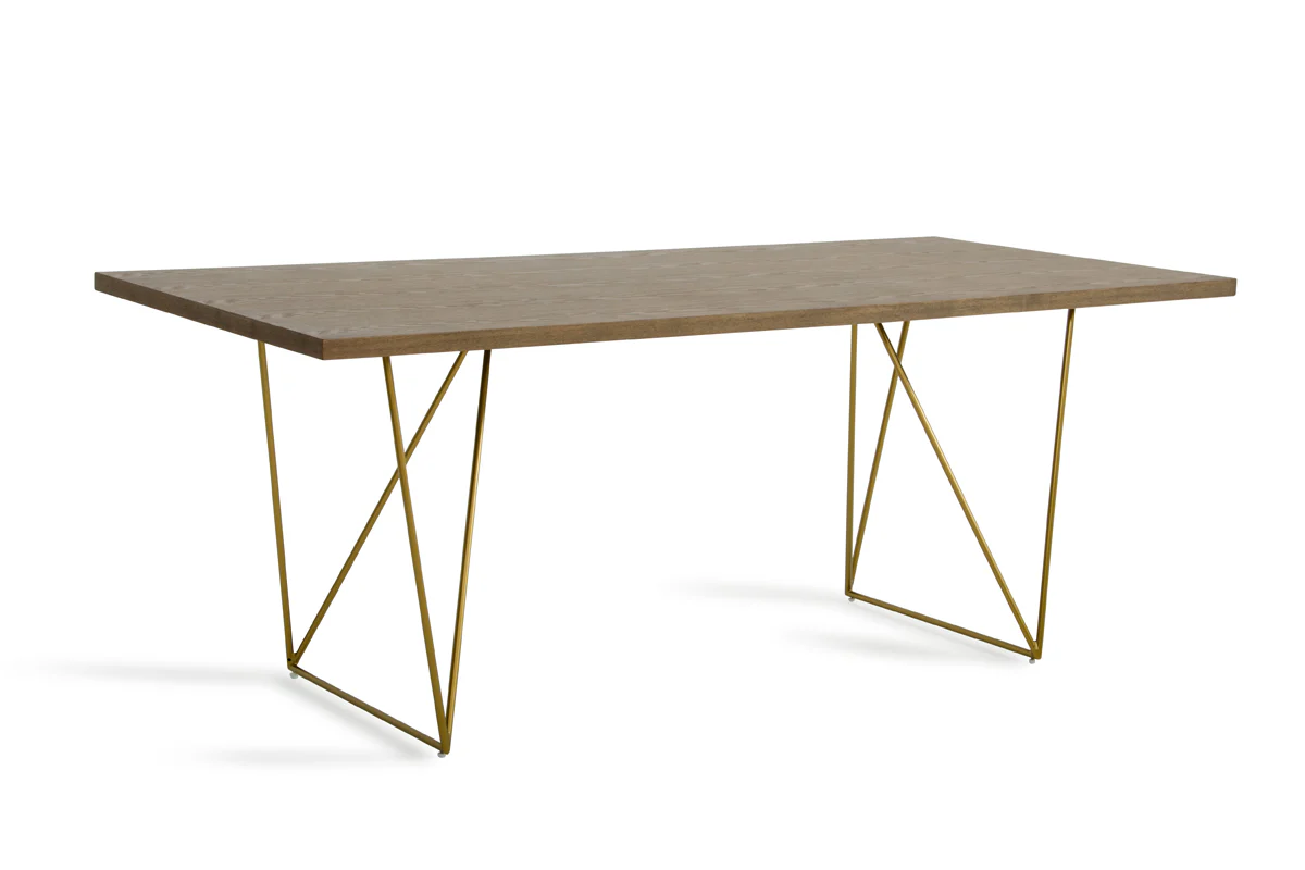 30' Tobacco Veneer Mdf And Antique Brass Dining Table By Homeroots - Image 2