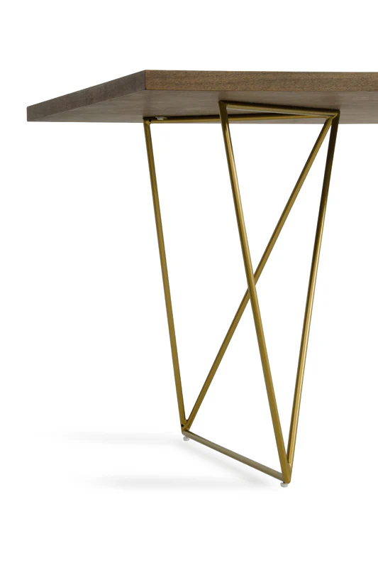 30' Tobacco Veneer Mdf And Antique Brass Dining Table By Homeroots - Image 4