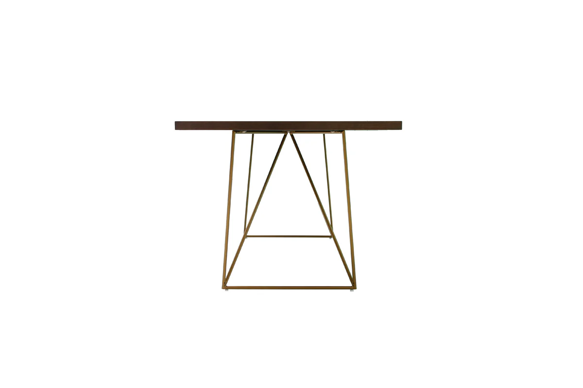 30' Tobacco Veneer Mdf And Antique Brass Dining Table By Homeroots - Image 5