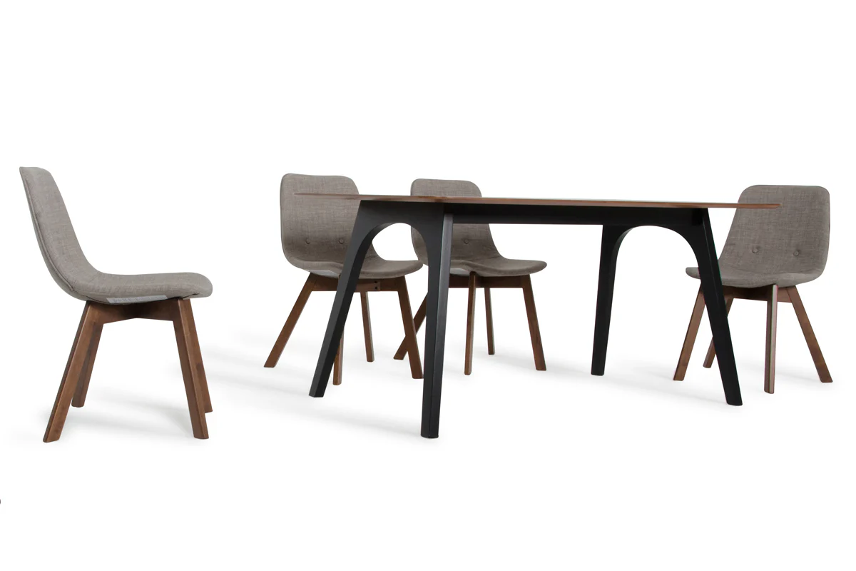30' Walnut And Black Wood And Veneer Dining Table By Homeroots - Image 2