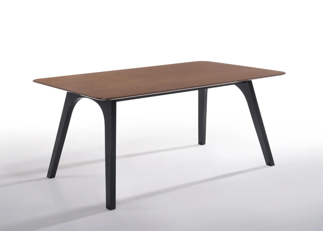 30' Walnut And Black Wood And Veneer Dining Table By Homeroots - Image 3