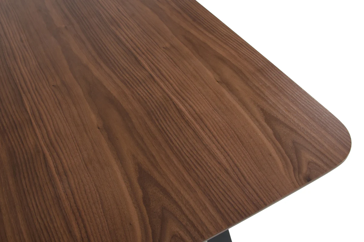 30' Walnut And Black Wood And Veneer Dining Table By Homeroots - Image 4