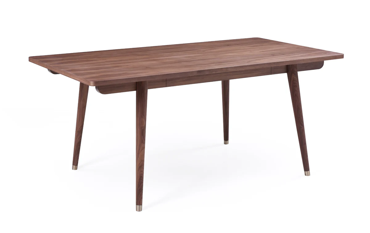 30' Walnut Veneer And Antique Brass Dining Table By Homeroots - Image 2