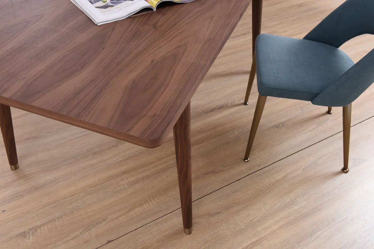 30' Walnut Veneer And Antique Brass Dining Table By Homeroots - Image 3