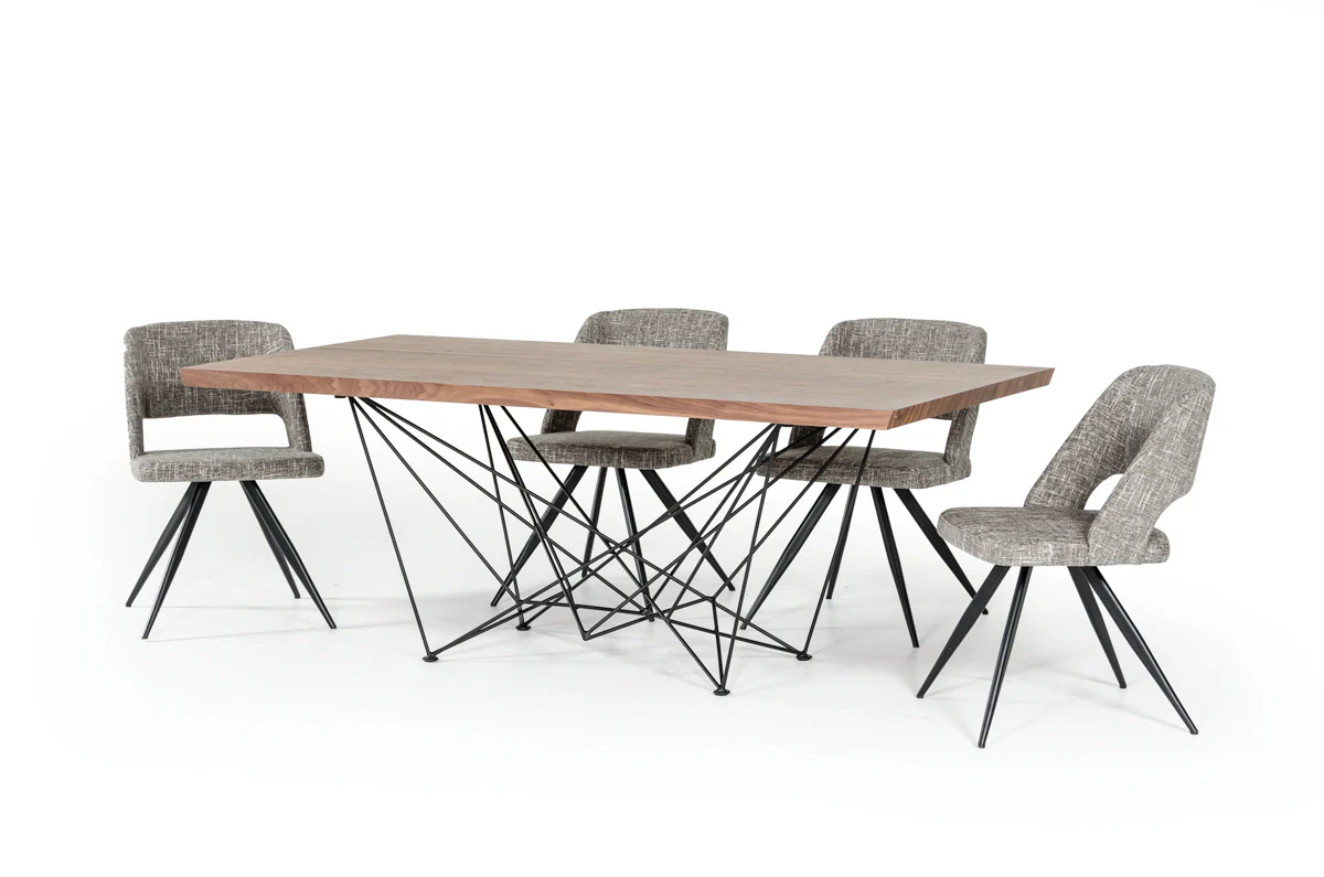 30' Walnut Veneer and Metal Dining Table By Homeroots - Image 2