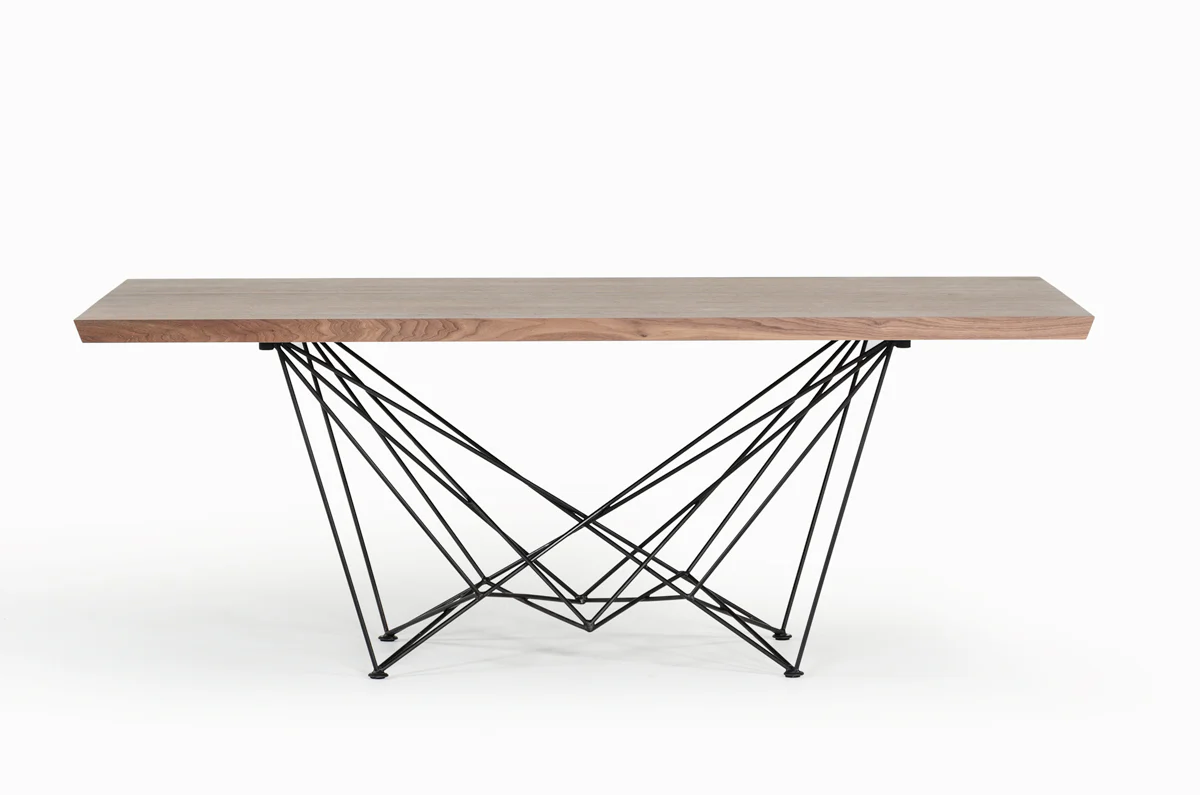 30' Walnut Veneer and Metal Dining Table By Homeroots - Image 3