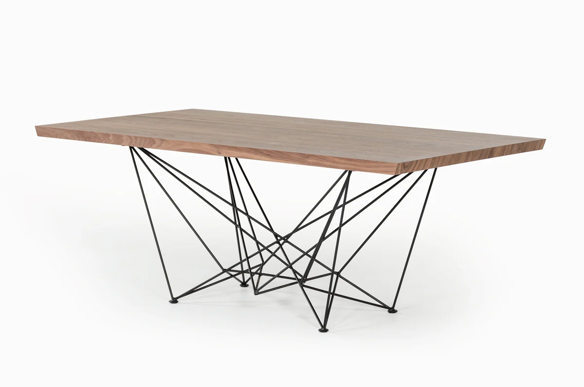30' Walnut Veneer and Metal Dining Table By Homeroots - Image 4
