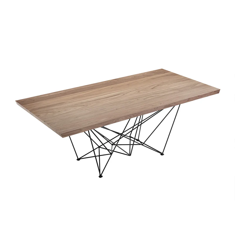 30' Walnut Veneer and Metal Dining Table By Homeroots - Image 5