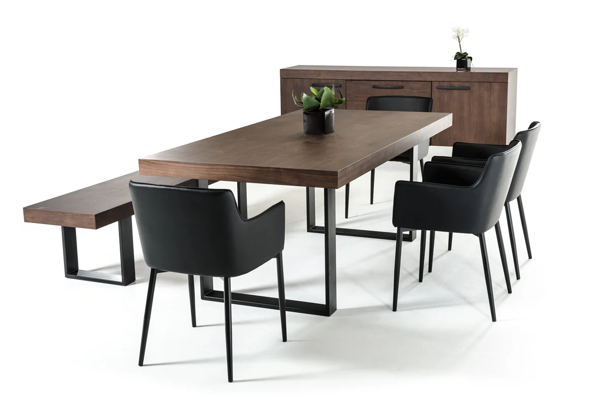 30' Walnut Veneer And Stainless Steel Dining Table By Homeroots - Image 5