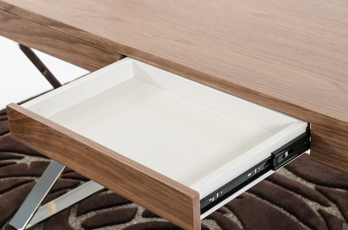 30 Walnut Veneer and Steel Office Desk By Homeroots - Image 2