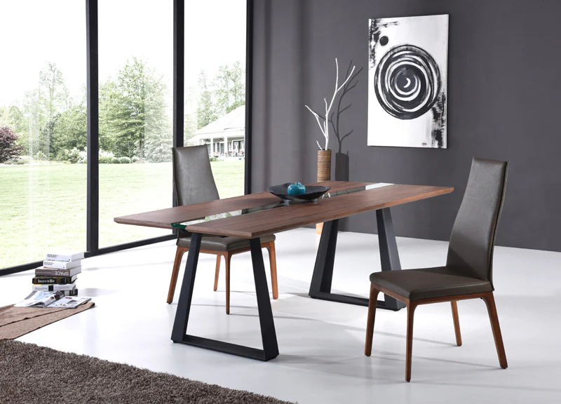 30' Walnut Veneer Glass And Metal By Homeroots - Image 2