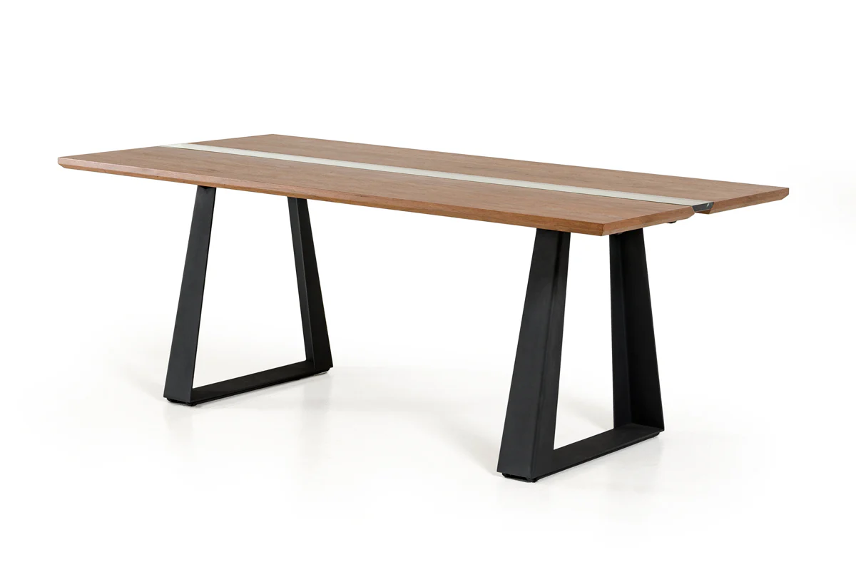 30' Walnut Veneer Glass And Metal By Homeroots - Image 3