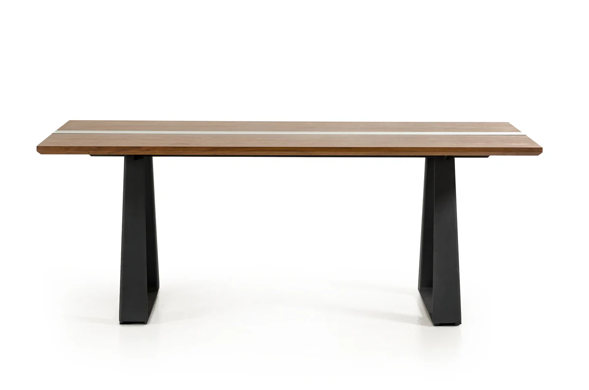 30' Walnut Veneer Glass And Metal By Homeroots - Image 4