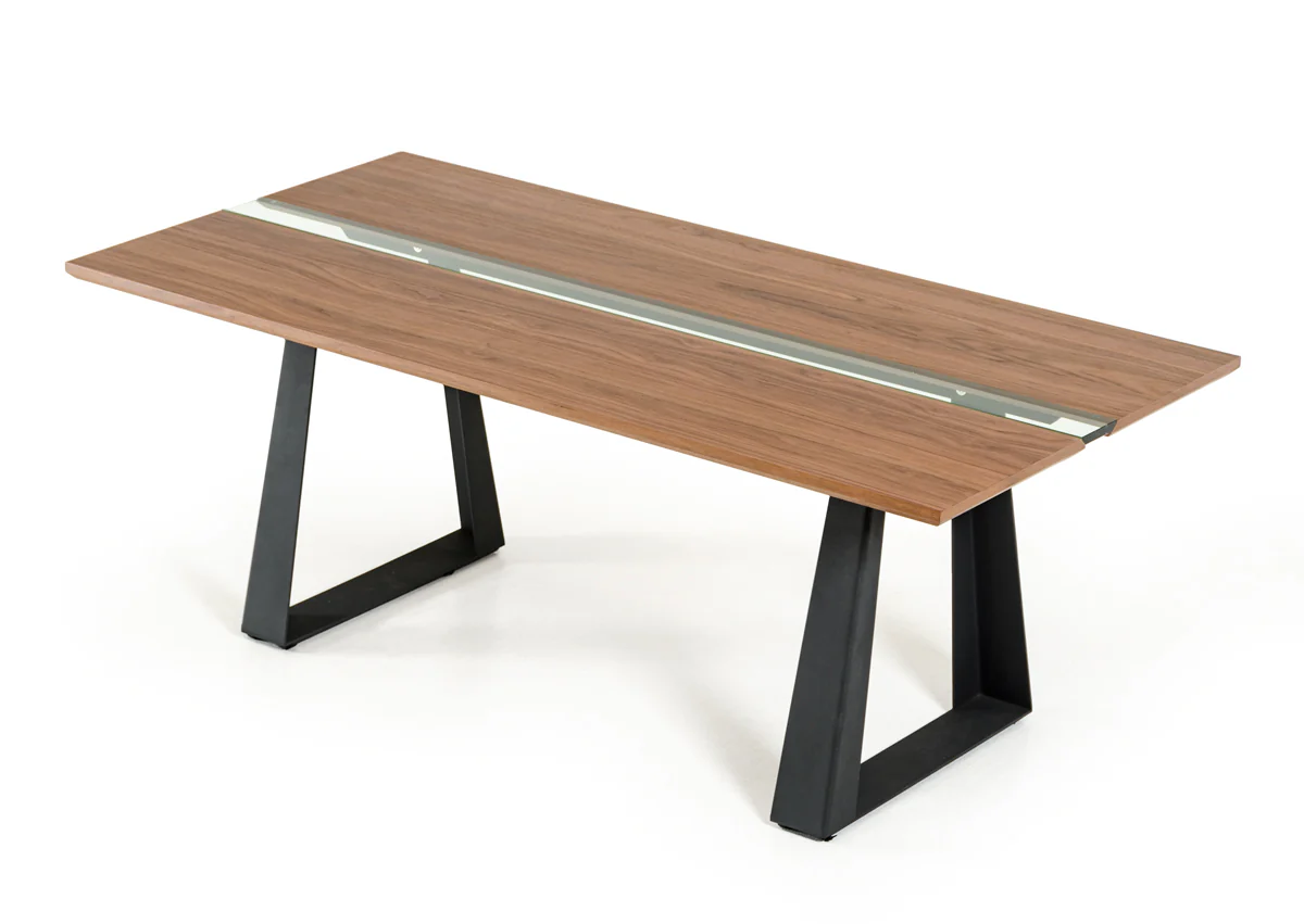 30' Walnut Veneer Glass And Metal By Homeroots - Image 5
