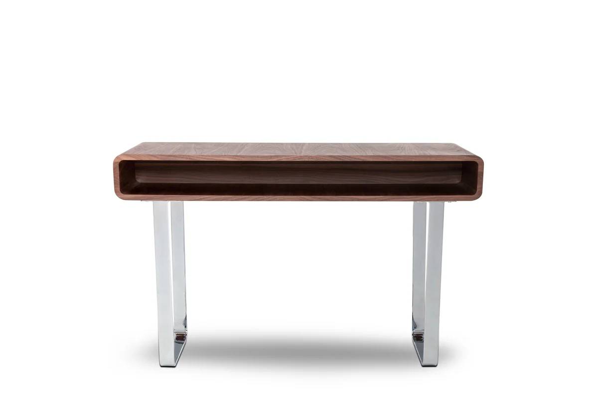 30' Walnut Veneer Steel and MDF Console Table By Homeroots - Image 2