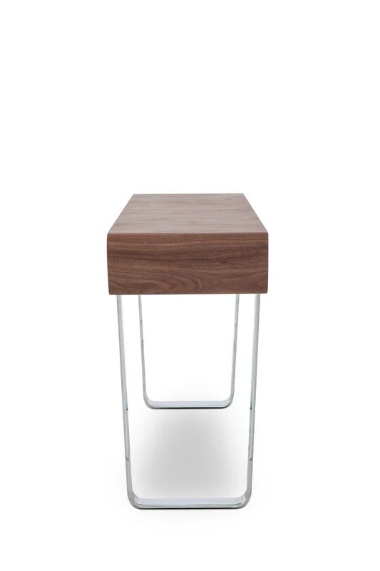 30' Walnut Veneer Steel and MDF Console Table By Homeroots - Image 3