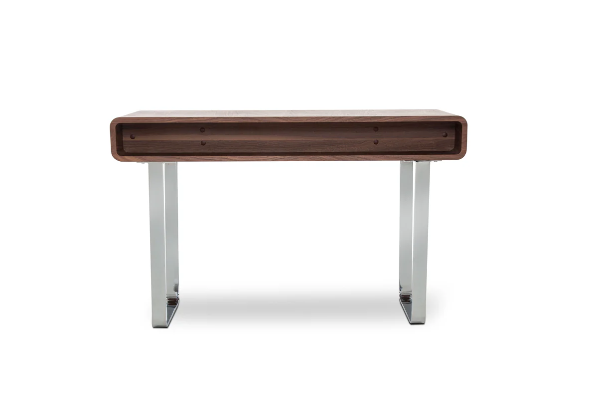 30' Walnut Veneer Steel and MDF Console Table By Homeroots - Image 5