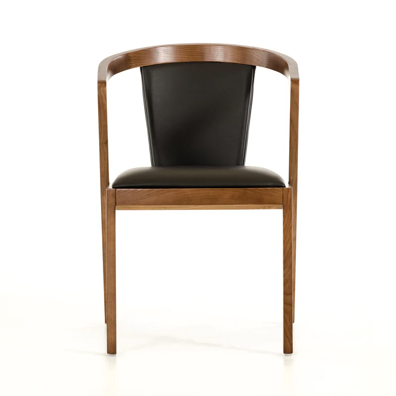 30' Walnut Wood And Black Leatherette Dining Chair By Homeroots - Image 2