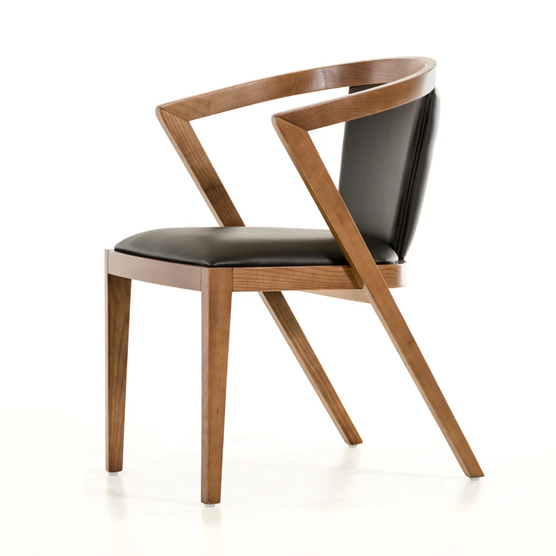 30' Walnut Wood And Black Leatherette Dining Chair By Homeroots - Image 3