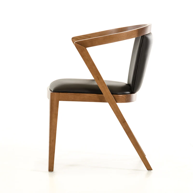 30' Walnut Wood And Black Leatherette Dining Chair By Homeroots - Image 4