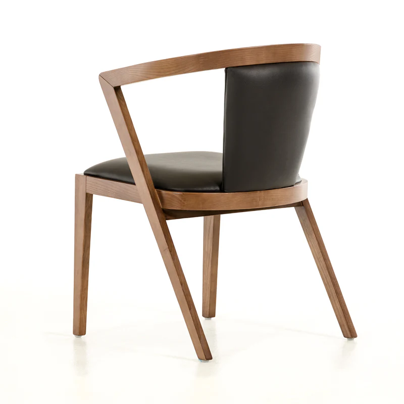 30' Walnut Wood And Black Leatherette Dining Chair By Homeroots - Image 5