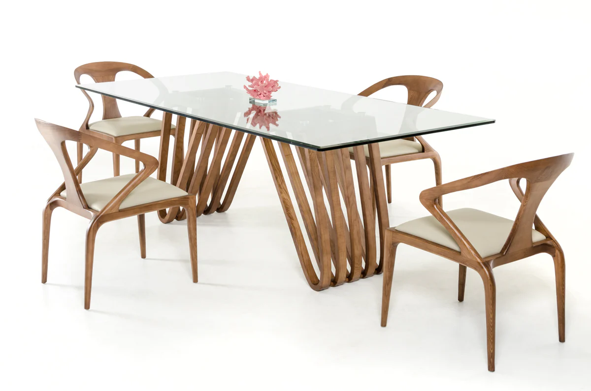 30' Walnut Wood And Glass Dining Table By Homeroots - 283014 - Image 2