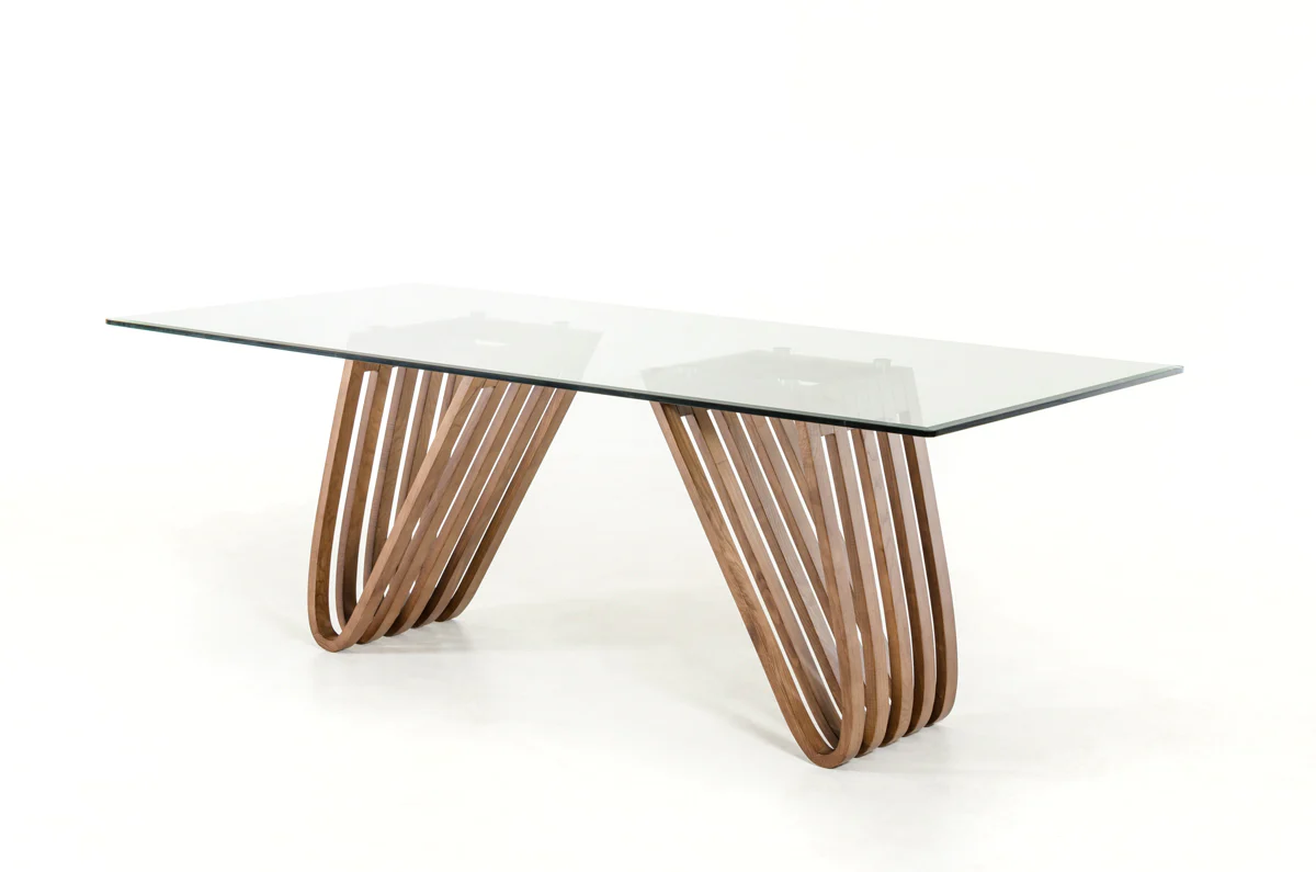 30' Walnut Wood And Glass Dining Table By Homeroots - 283014 - Image 4