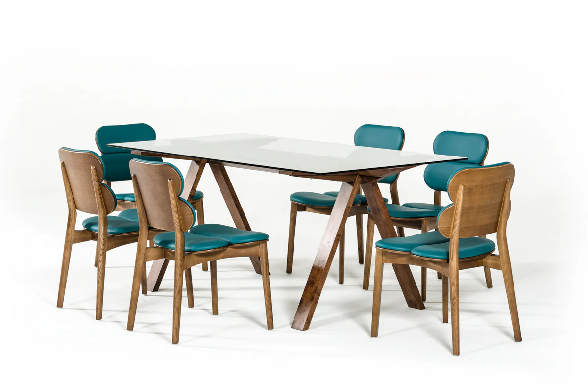 30' Walnut Wood And Glass Dining Table By Homeroots - 283837 - Image 2