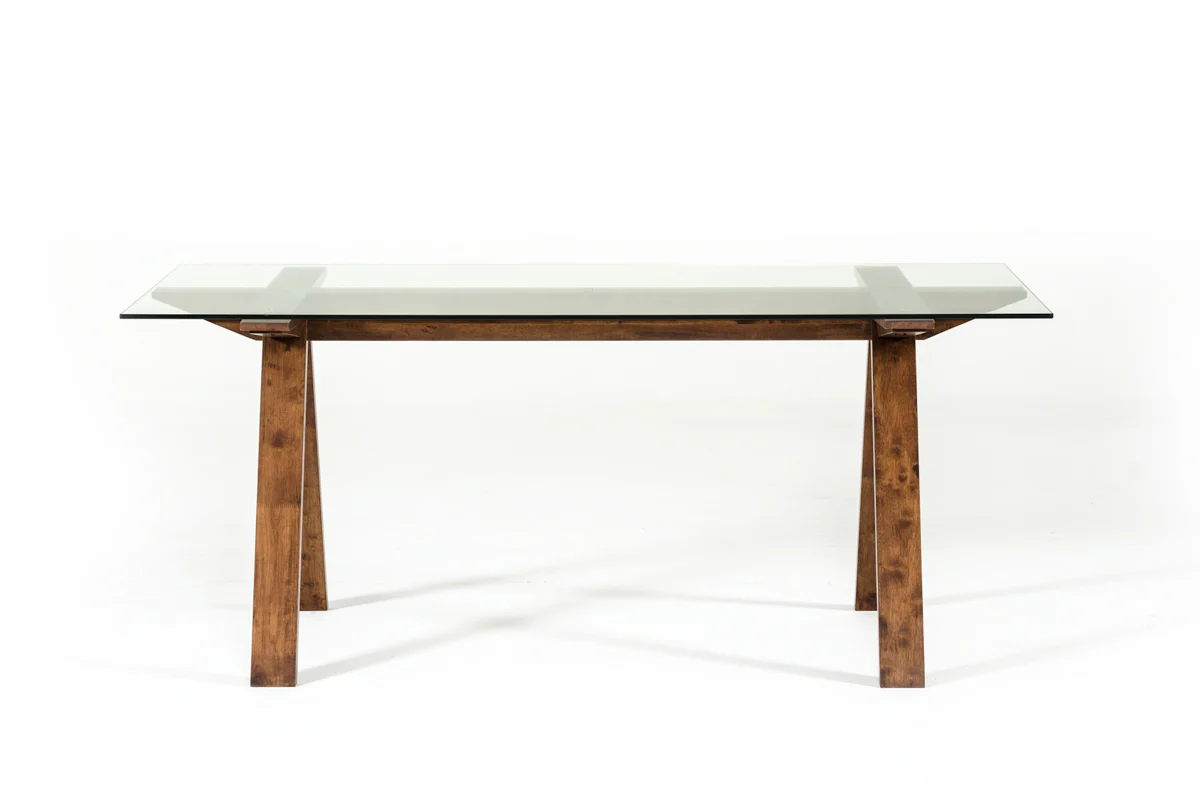 30' Walnut Wood And Glass Dining Table By Homeroots - 283837 - Image 4