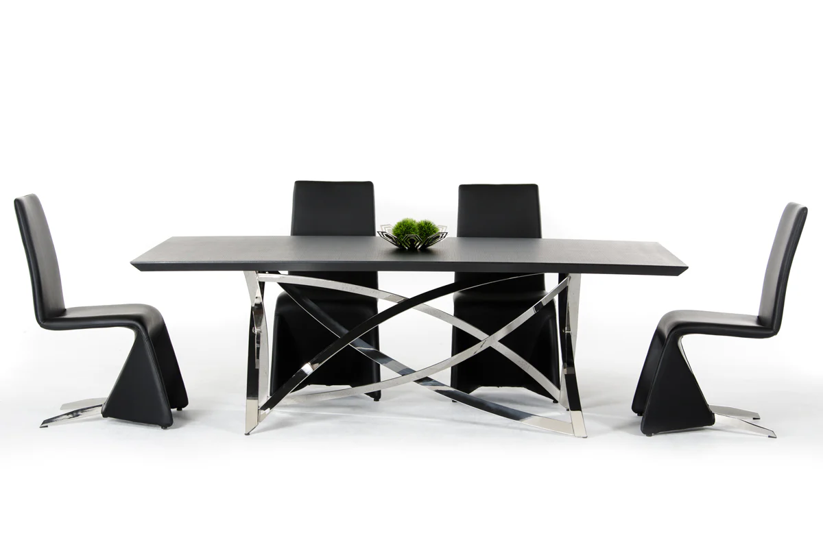 30" Wenge Veneer And Stainless Steel Dining Table By Homeroots - Image 2