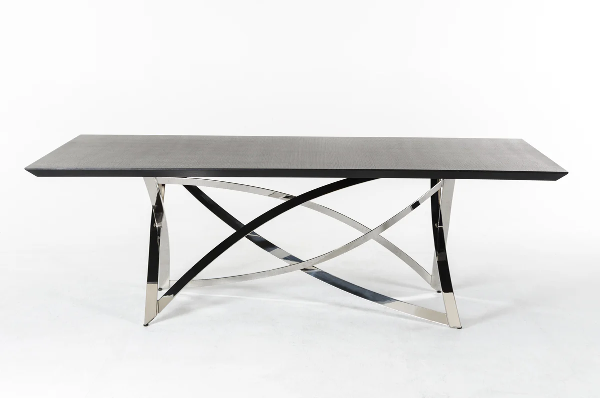 30" Wenge Veneer And Stainless Steel Dining Table By Homeroots - Image 3