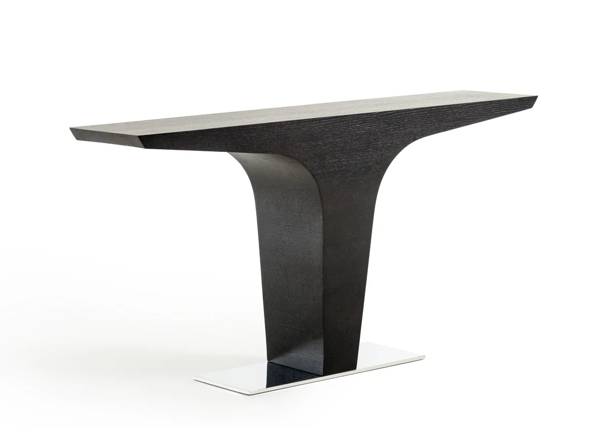 30' Wenge Veneer and Steel Console Table By Homeroots - Image 2